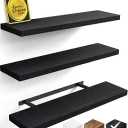 BAYKA Black Floating Shelves 35.4in, Set of 3, Wall Mounted for Wall Decor
Easy Install, 30lbs Max Load, Hidden Bracket, Shelving for Bathroom Bedroom Kitchen Display Storage, Multi-Wall Compatible