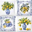 Amalfi Coast Chinoiserie Lemon Throw Pillow Covers 18x18 Set of 4