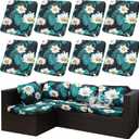 Outdoor Cushion Covers Set,8PCS Waterproof Patio Furniture Couch Seat Slipcovers, Replacement for Sofa Sectional Chair(CoverOnly) (Daisy)