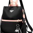 go-done Small Nylon Women Backpack Purse Anti-theft Fashion Travel Shoulder Bag,Ladies Single Shoulder Bag,Mini Backpack (Black-pink)