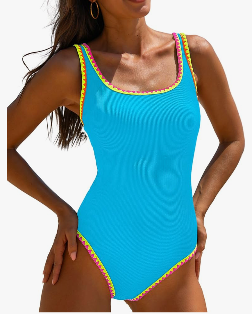 popvil Women's One Piece Swimsuits 2025 Tummy Control -Slimming Bathing Suit Neon 1 Piece Beach Outfit Sexy Sport Swim Suits M