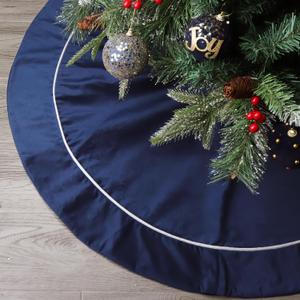 Christmas Tree Skirt, 36 inches Velvet Fur Plush Blue Tree Skirt, Xmas Tree Skirts for Merry Christmas Party Rustic Vintage Christmas Tree Decorations
