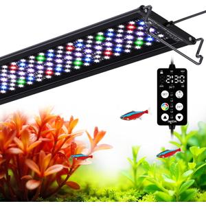 Aquarium Light for Fish Tank, 24/7 Custom Timer, Power-Off Memory, 7-Row LED 24-30in Full Spectrum Fish Tank Lights, 8 Colors, 20 Brightness, Day&Night Cycle, Adjustable Mount for Freshwater