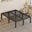16 Inch Full Size Bed Frames, Heavy Duty Metal Platform 3500 lbs Capacity, No Box Spring Needed, 6 Mattress Slide Stopper, Headboard Holes, Noise-Free, Easy Assembly