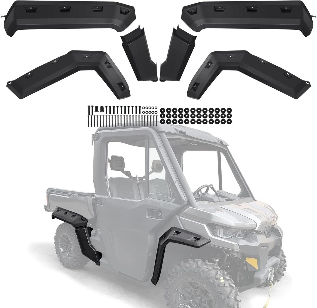 Heavy Duty Fender Flares Compatible with Can Am Defender HD 5/ HD8/ HD10/ MAX HD8/ MAX HD10/ 2016-2025 Accessories,Front & Rear Extended Mud Guards Replace 715006821 715002424 715006822