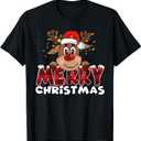 Merry Christmas Reindeer Men Women Family Matching Reindeer T-Shirt XL
