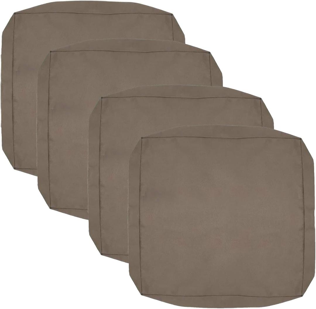 FLYMEI Patio Cushion Covers 24x24x4 Waterproof Outdoor Cushion Cover Replacement 4Packs Outdoor Seat Cushion Slipcover for Rattan Chair Sofa, Taupe