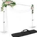 EMART Backdrop Stand, 6.5x10 ft Adjustable Photo Background Pipe and Drape Photography Kit with Heavy Duty Metal Flat Base for Parties, Wedding, Video Studio, Birthday - Silver