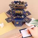 Happy Anniversary Card, 3D Gold Glitter Anniversary Pop Up Card with Envelope for Wife from Husband for Romantic Wedding Gifts