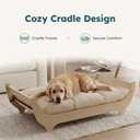 CANAGAN Elevated Wood Dog Bed Frame with Cushion, WoodPattern, Medium