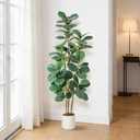 GarveeHome Faux Fiddle Leaf Fig Tree 4 FT, Artificial Tree with Lifelike Trunk & Glossy Leaves, Bendable Boughs for Custom Look, Zero Maintenance Fake Plant in White Planter for Home Office Decor