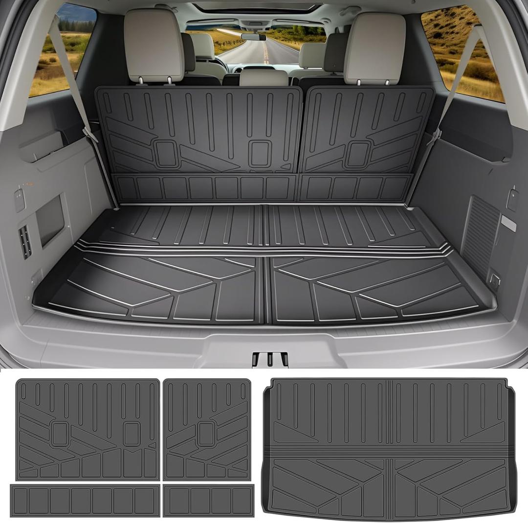 Cargo Liners for 2018-2024 Ford Expedition Max/Lincoln Navigator L Trunk Mat with Seat Back Cover Accessories, All Weather Rear Cargo Mat Backrest Protector(Only for Max & L Models)