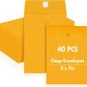 Geyee 40 Pcs 5 x 7" Clasp Manilla Envelopes Gummed Clasp Closure 28 lb Kraft Paper Envelopes for Storing or Mailing Home Business Office (Yellow)