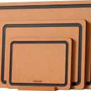 Kikcoin Wood Cutting Board Set of 3, Cutting Boards for Kitchen with Holder Dishwasher Safe Non-slip Chopping Board with Juice Groove, Wood Fiber Composite Cutting Boards