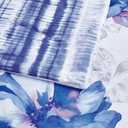 Sunshine Nicole Soft Brushed Microfiber Comforter Set, 7 Pieces Queen, with Light Weight Soft Poly Fill, Printed Dark Blue Grey Big Florals Face with Print Reverse