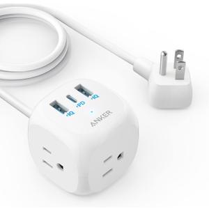 Anker 321 Power Strip with 20W USB C, 3 Outlets and USB C Charging for iPhone 15/15 Plus/15 Pro/15 Pro Max, 10 ft Extension Cord, Power Delivery Charging for Dorm Rooms,Home Office