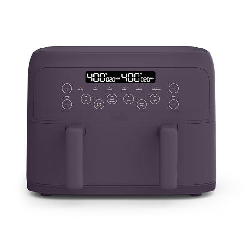 bella 4 Qt TriZone Air Fryer, EverGood™ Ceramic Nonstick Coating, Dual Basket Design w Removable Divider, Digital Touchscreen Control w 6 Preset Cooking Options, 1200 Watt, 3lb Capacity, Plum