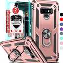 LeYi for Note 9, Galaxy Note 9 Case for Women Girls Men with [2 Pack] 3D Curved Screen Protector, [Military-Grade] Kickstand Protective Phone Case Cover for Samsung Note 9, Rose Gold