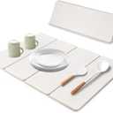 Large Stone Dish Drying Mat for Kitchen Counter, 24"×16" Dish Drying Mat, Fast Water-Absorbing, Diatomaceous Earth Non-Slip Stone Mat, Multi-Purpose Foldable for Match Any Countertop