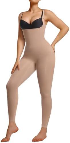 SHAPERX Hourglass Leggings 360 Compression 2 Sizes Look Full Body Shaper Breathable No Roll Down, L/XL