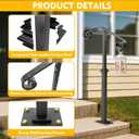 Handrails for Outdoor Steps, 1-2 Step Single Post Handrail, 38" H Rustproof Wrought Iron Stair Railing with Assembly Tool Kit for Concrete Steps, Wood Steps, Black