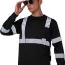 A-SAFETY Safety Shirt,High Visibility Work T Shirt Long Short Sleeve Class 3 (L)
