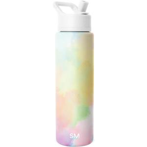 Simple Modern Water Bottle with Straw Lid | Vacuum Insulated Stainless Steel Metal Thermos | Reusable Leak Proof BPA-Free Flask for Sports Gym | Summit Collection | 30oz, Cotton Candy Tie Dye