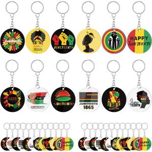 Sureio 120 Pcs Happy Juneteenth Party Favors Acrylic Keychains Bulk African American Juneteenth Festival Freedom Day Party Decorations Supplies Goodie Bag Stuffer