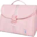 NOL Natural Organic Lifestyle Insulated Lunch Bag for Women/Men, Reusable Nylon Leakproof Lunch Cooler Box, Lunch Tote Bag With Buckle for Work Travel Picnic (Pink)