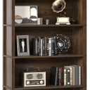 TVU 5-Tier Wooden Bookshelf, 31.5" W x 65" H 9.9" D Bookshelf with Storage, Floor Standing Modern Style Display Bookcase for Living Room, Office, Study Room, Entryway, Brown