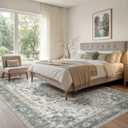 EIEIHOUSE Washable Area Rugs for Living Room -10x12 Neutral Vintage Distressed Floral Farmhouse Boho Large Soft Floor Rug Indoor Non Slip Carpet for Living Room Bedroom Dining Room Office -Green/Grey