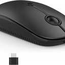 Type C Wireless MouseVssoplor USB C Rechargeable Portable Quiet Laptop Mouse USB and Type C Receiver Dual Mode Mice for PC, Laptop, MacBook, Tablet-Black