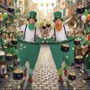 Skicuff St. Patrick's Day Yard Game for Adults, Giant Leprechaun Granny Pants Set with Hat Beard Gold Coins Cauldron, Funny Irish Party Games for Family Outdoor Lawn