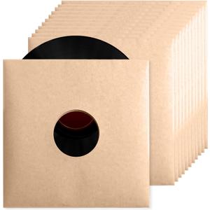 24PCS 12in Vinyl Record LP Jackets,Thick 350gsm Cardboard Vinyl Record Covers with Kraft Finish, Album Covers Record Jacket, Blank Album Jackets for Records Inner & Outer Sleeves (Brown)