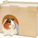Fhiny Guinea Pig Castle, Chinchilla Hut with Window Ventilated Guinea Pig House Wood Small Animal Hideout Hamster Habitat Decor for Hamster Hedgehog Squirrel Sugar Glider