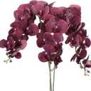 PATIKIL Artificial Orchid Stems 41", 3 Pack 9 Heads Faux Phalaenopsis Flowers Real Touch Fake Orchid Flower Branch for Vase Home Wedding Decoration, Purple Red