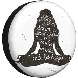 Woman Meditation Silhouette Spare Tire Cover Girl Sitting in Lotus Pose Relax Happy Weatherproof Universal Wheel Protectors Camper Tire Covers for Trailer Rv Travel(17 inch) (17" fits tire cover diameter 31"-35")