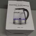 Megawise Electric Glass Kettle with Auto Shut-Off, 1.8L Capacity, 1000W Fast Boil, BPA-Free, Stainless Steel Inner Lid & Base, Blue LED Indicator, Easy Clean, Cord Storage