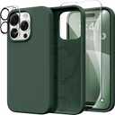 GONEZ for iPhone 15 Pro Max Case Silicone, Compatible with Magsafe, Camera Protector + Screen Protector, Soft Anti-Scratch Microfiber Lining, Liquid Silicone Shockproof Phone Cover, Dark Green