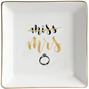 COLLECTIVE HOME - Ceramic Jewelry Tray, Gift for Bridal Shower, Decorative Jewelry Dish for Rings Earrings Necklaces Bracelet Watch Keys (Square)
