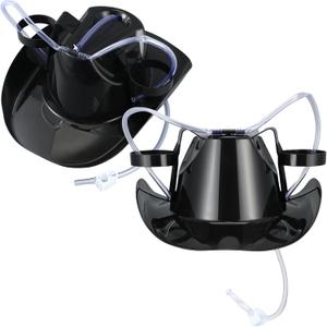 Jenaai 2 Pcs Juice Helmet Soda Hat with Straw Cowboy Soda Hat Beverage Holder for Adult Juice Party (Black) Jenaai 2 Pcs Juice Helmet Soda Hat with Straw Cowboy Soda Hat Beverage Holder for Adult Juice Party (Black)