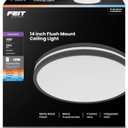 Feit Electric 14" Adjustable White LED Ceiling Fixture, Dimmable Flush Mount Light, Selectable Color Temperature, Matte Black Dual-Banded Finish, Energy Efficient, 50,000-Hour Lifespan, FM14/DR/6WY/BK, 14" x 14" x 2.6"