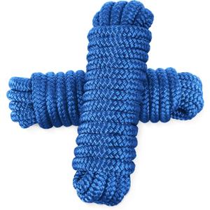 AOLEBA Boat Dock Lines 3/8'' x 15' Dock Line for Boats, Double Braided Nylon Boat Rope, Boat Lines for Docking with Loop, Mooring Lines Marine Rope Set - 2 Pack (Blue)