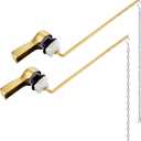 Hibbent 2 Pack Universal Front Mount Toilet Handle Tank Flush Lever Replacement Handle with Stainless Steel Flapper Chains for Most Front Mount Toilets - Brushed Gold