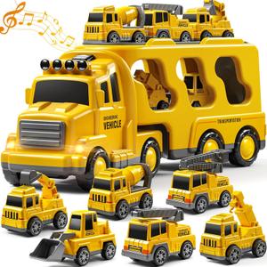 7 Construction Truck Toys Sets for 3 4 5 6 Years Old Boys - Engineering Cars for Kids, Boys Toys Vehicles for Kids, Gift Toys for Ages 2-4