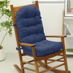 Focuprodu Rocking Chair Cushion 44x19 Inch, Soft/Comfort Patio High Back Rocking Chair Cushion, Indoor Non-Slip Cushion with Ties(CY Navy Blue, 44x19)