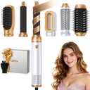 Ukliss Hair Dryer Brush 6 in 1, Hot Air Brush & Styler with ALCI Safety Plug, Ionic Blow Dryer Brush for Frizz Free Salon Blowout, Volumizing & Auto Curls, for Fine to Normal Hair,White