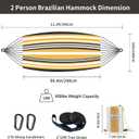 CHULIM Brazilian Double Hammock with Tree Straps,Extra Large 94x63IN,2 Persons Hammock for Backyard Patio Outdoor and Indoor,450lbs Weight Capacity,Soft Woven Cotton Fabric - Coffee Stripe