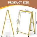 Golden A Frame Sign, Heavy Duty Slide-in A Frame Sign Holder, Double-Side 24x 36 Inch Sandwich Board for Office, Wedding, Business, Party Poster, Frame only