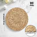 Elcoho 80 Pieces Round Woven Placemats 12 Inch Boho Rattan Placemats
